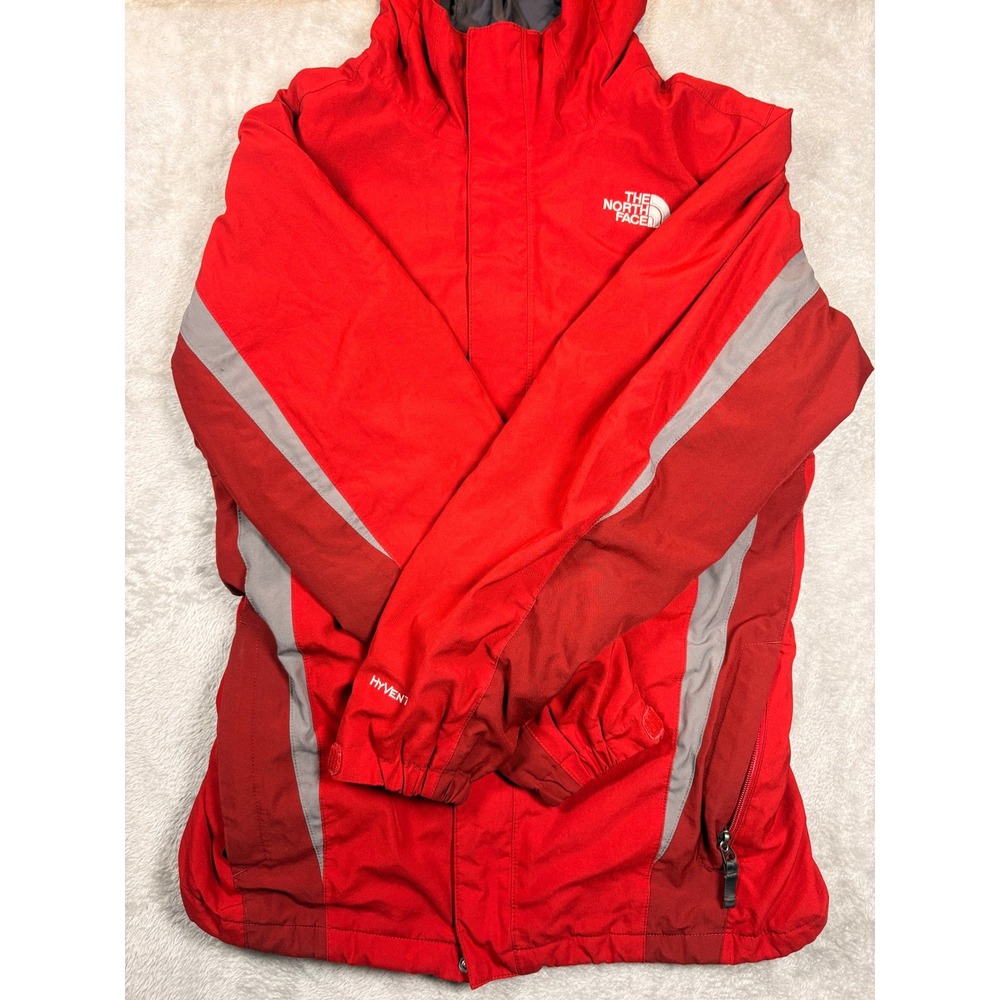 The North Face Mens HyVent Red Hooded Waterproof Snowboard Jacket